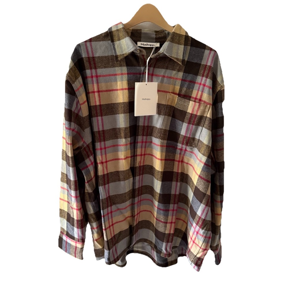 Madhappy Oversized Button Down Walnut-Plaid Colorway  Flannel Men's Size‎ XXL